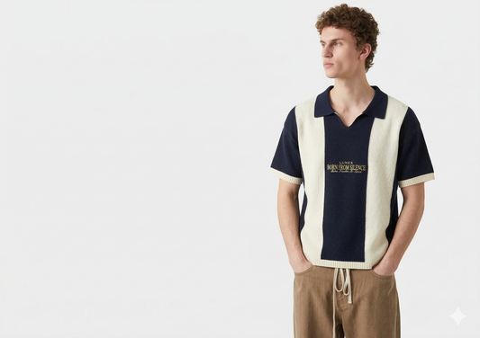 The Verse Polo — Cream & Navy